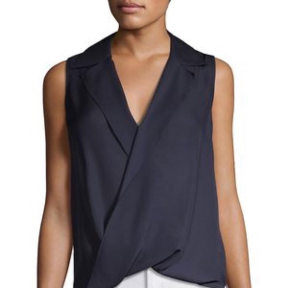 L'AGENCE Midnight Blue Silk Freja Blouse S NWT